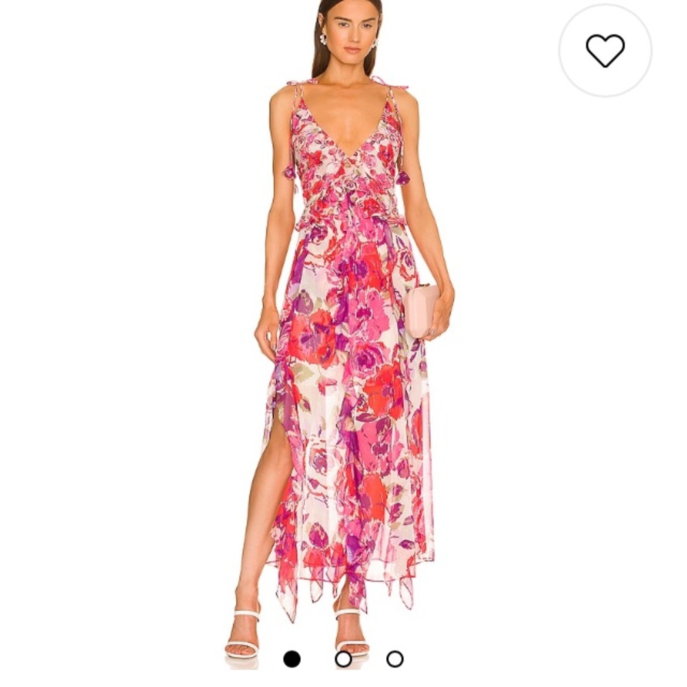 Misa Los Angeles Pink Floral Midi Dress NWT
